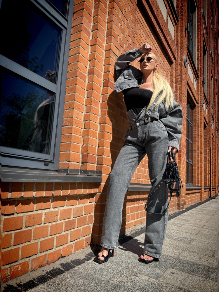 Kurtka, katana i spodnie szary jeans MANDY XS, S, M i L