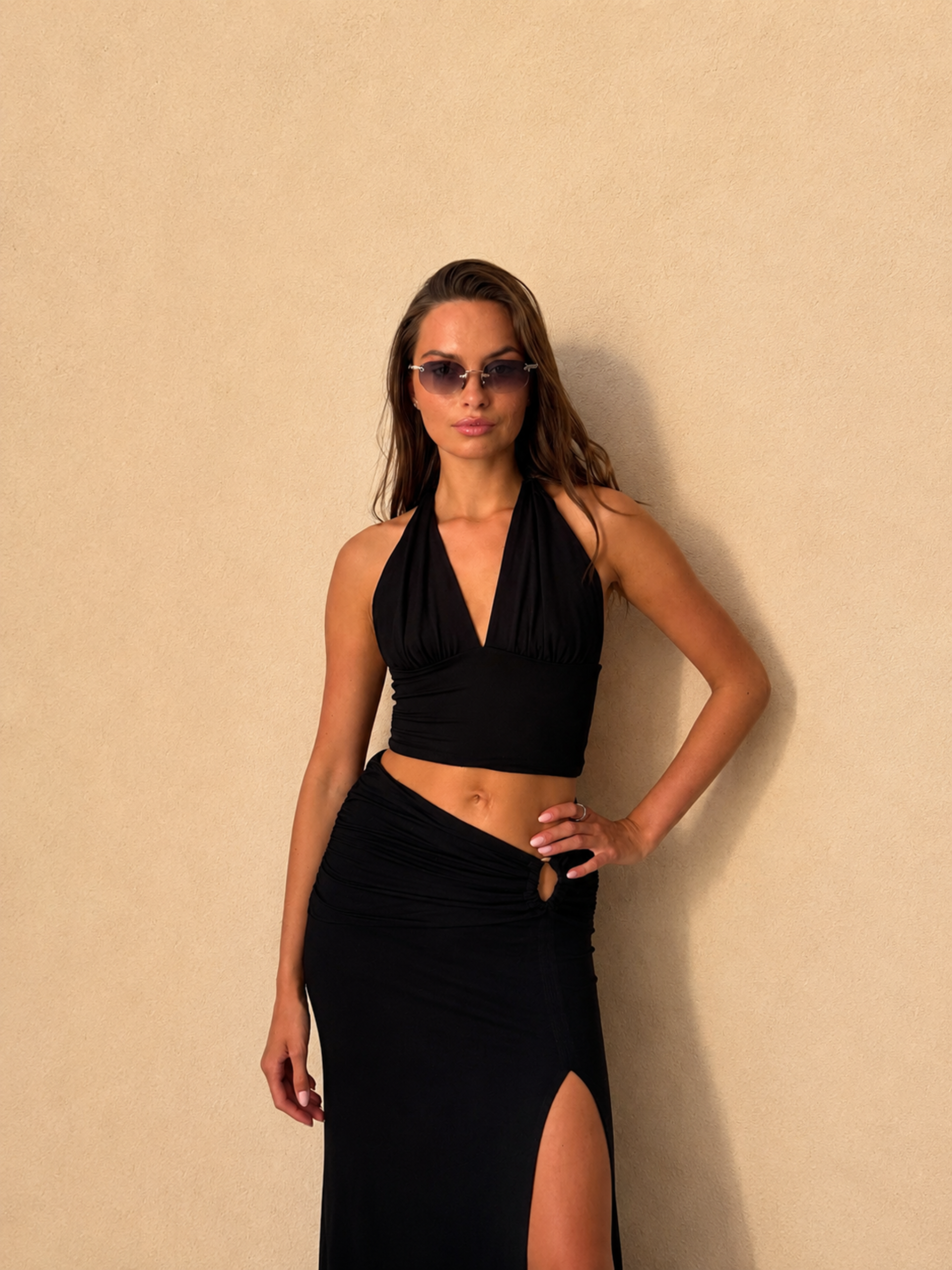Komplet czarny Paloma spódnica maxi i top XS/S i M